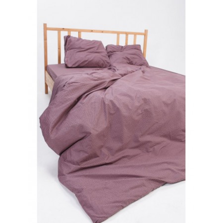 Комплект постельного белья 100% хлопок евро с натяжной простыней цвет мокко